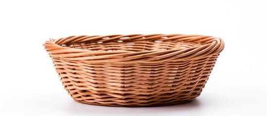 Obraz premium Wicker basket for serving isolated on white background. copy space available