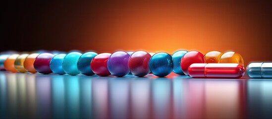 Tablet supplement on color background. copy space available