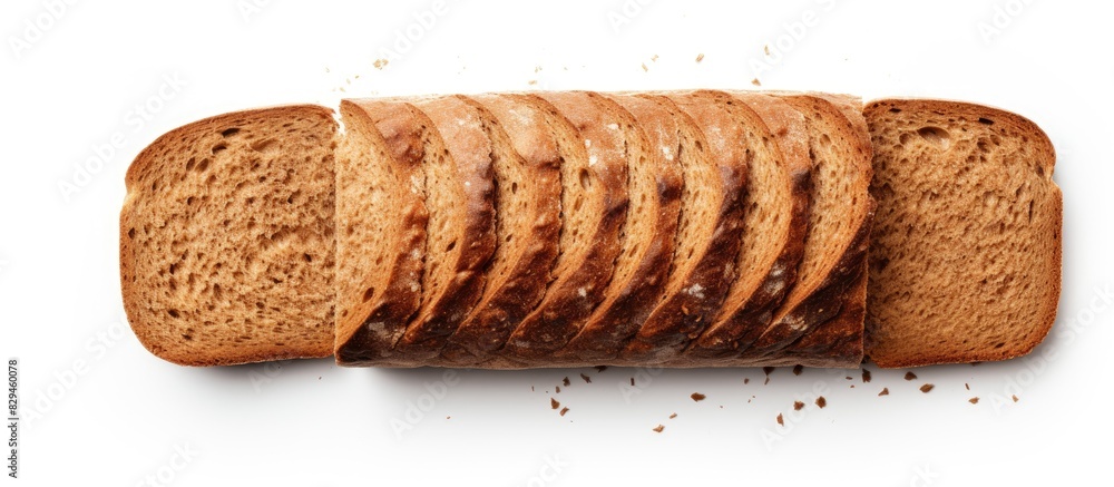 Poster rye bread on a white background top view. copy space available