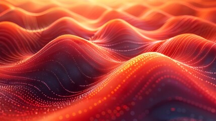 Fototapeta premium Abstract background with monochrome wave lines on red background.