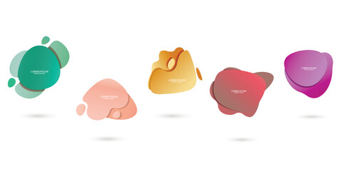 Fluid frame isolated on white background. Set of abstract liquid shapes, colorful elements, gradient waves with geometric lines, dynamical forms. Vector flat design for banner, flyer, business card