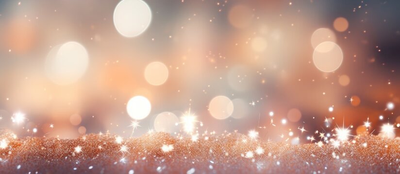 abstract Christmas background with holiday lights and copy space magic bokeh glitter with blinking stars and falling snowflakes - Powered by Adobe