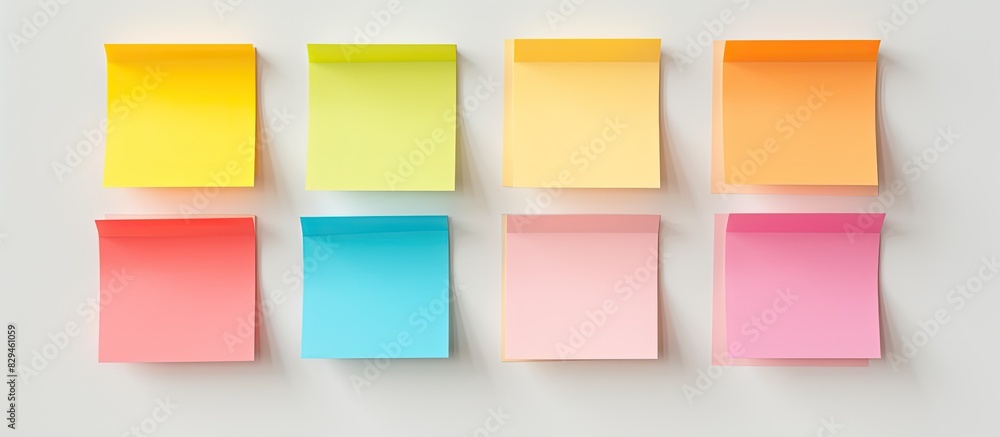 Poster color blank sticky notes in box isolated on white background clipping path. copy space available