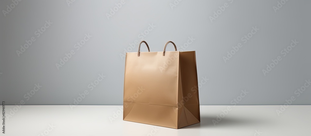 Poster paper bag on light background mockup for design. copy space available