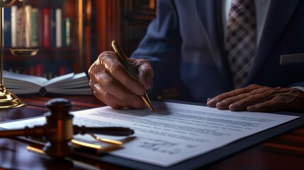 Signing an affidavit to provide a sworn statement in a legal matter Theme: legal oath 