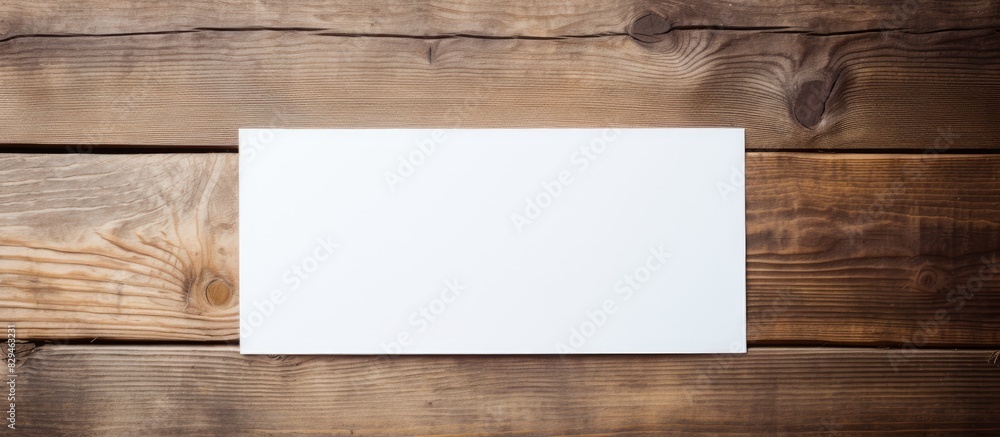 Poster top view and close up of clipboard on wooden table. copy space available