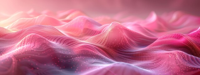 Obraz premium Abstract background with monochrome wave lines on pink background.