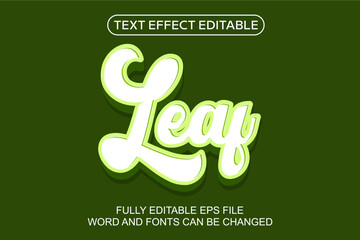 3d text effect leaf vector editable