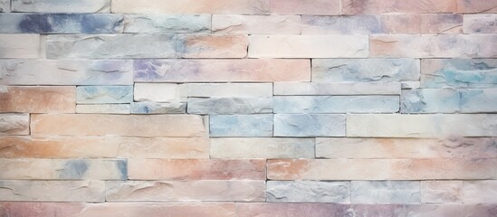Close up of a beautiful stylish and tender brick wall texture in pastel tones The bright stone...