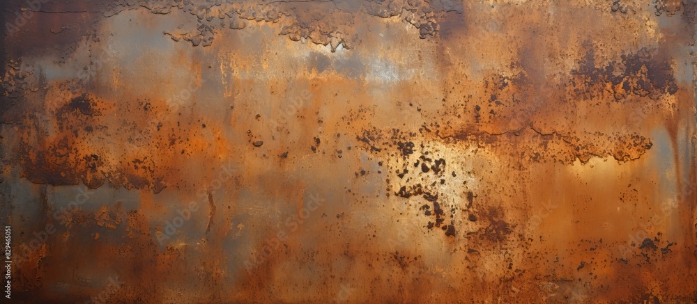 Poster an image showing the close up details of an old metal sheet serving as a textured background with am