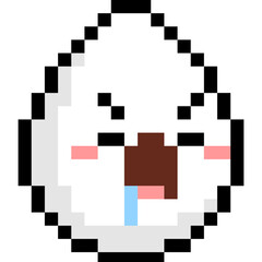 Pixel art funny hungry egg cartoon character 2