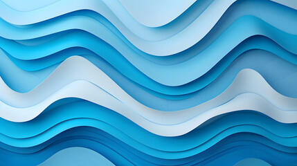 blue paper waves background. Generative AI.