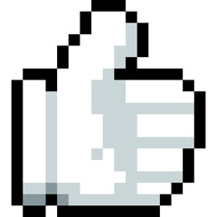 Fototapeta premium Pixel art cartoon white hand doning thumb up icon