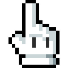 Fototapeta premium Pixel art cartoon white hand pointing finger icon