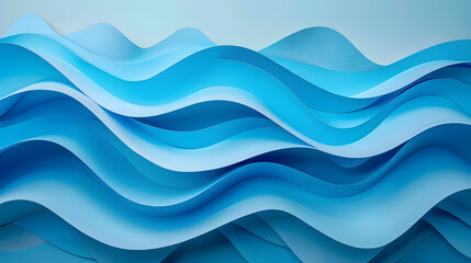 Fototapeta premium blue paper waves background. Generative AI.