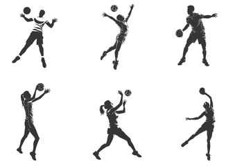 Silhouette of people playing volleyball