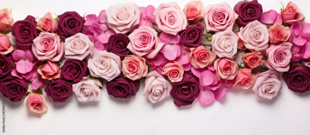 Aufkleber a beautiful arrangement of english roses in a festive style placed on a white surface the image is t