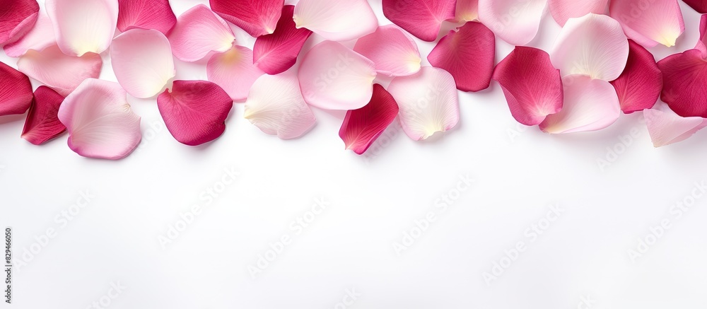 Aufkleber a white background with pink rose petals forms a valentine s day backdrop the image is flat lay with