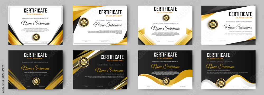 Wall mural certificates of completion template with luxury badge and modern line and shapes. horizontal certifi