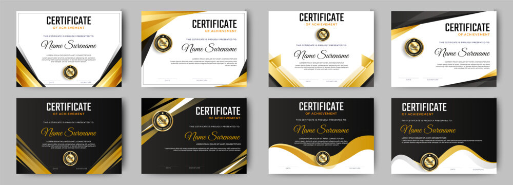 Certificates of completion template with luxury badge and modern line and shapes. Horizontal certificate For award, business, and education needs. Diploma vector template	