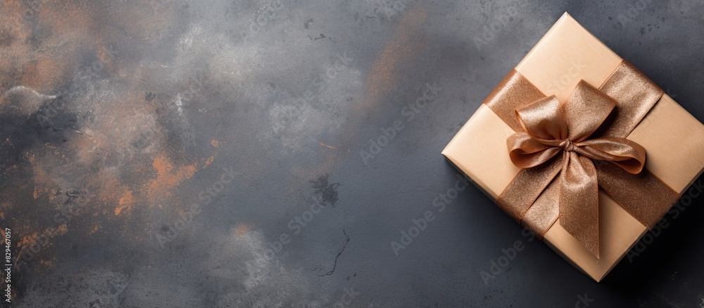 Poster a gift box is arranged in a top view composition on a grunge flat lay background creating a copy spa