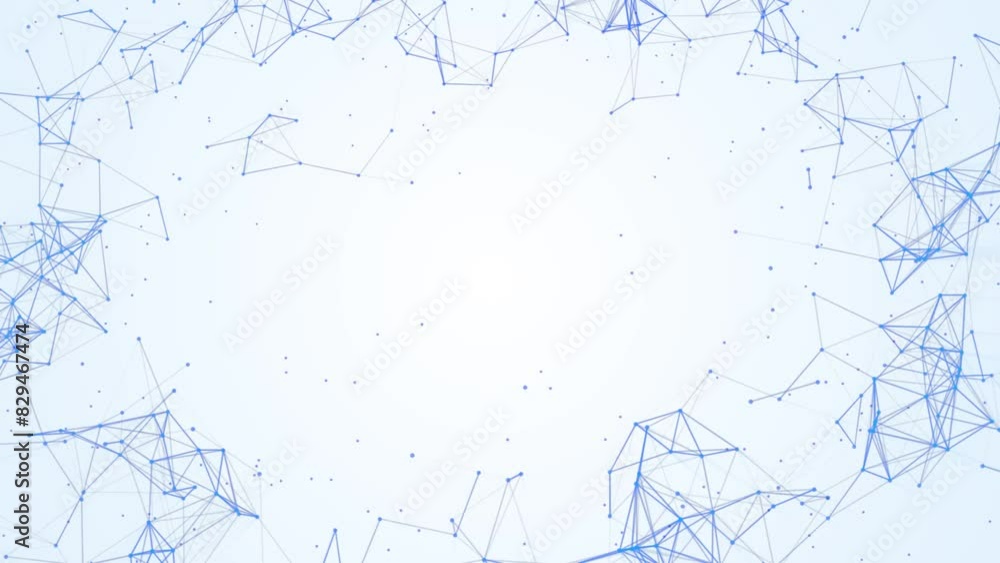 Poster blue animated background. wave movement of lines. plexus stripes, dots. digital network. molecular b