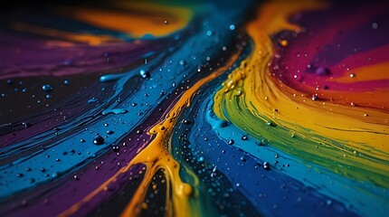 rainbow of colors dripping down a surface