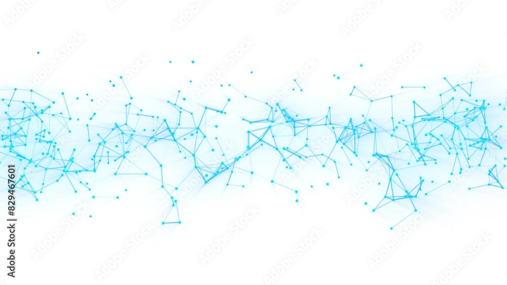 Poster blue animated background. wave movement of lines. plexus stripes, dots. digital network. molecular b