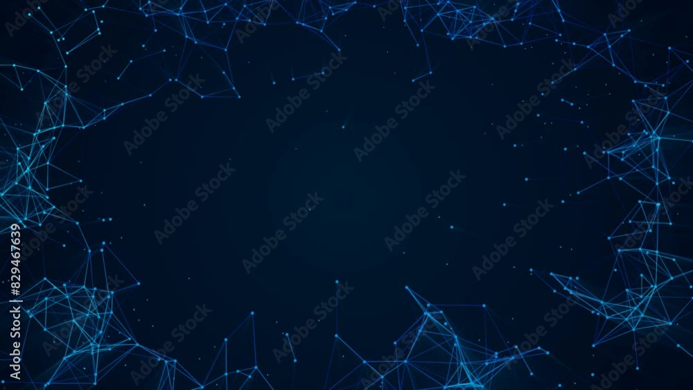 Poster neon animated background. wave movement of glow lines. plexus stripes, dots. digital network. molecu
