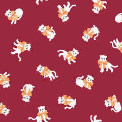 Simple and impressive cute cat seamless pattern,