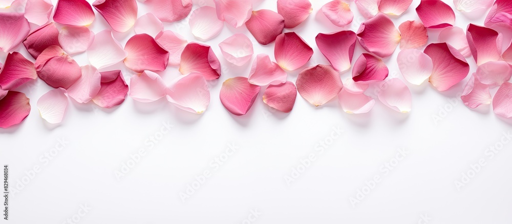 Aufkleber a white background with pink rose petals forms a valentine s day backdrop the image is flat lay with
