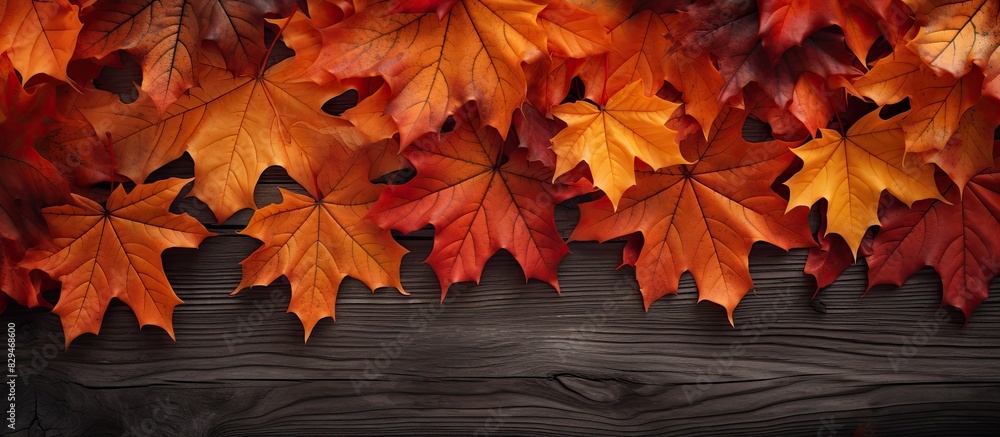 Poster an image featuring a border of maple leaves with empty space in the center for copy