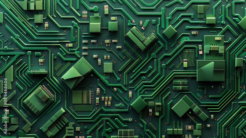 Poster computer circuit board internal system green circuit board