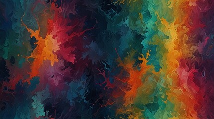  abstract painting with a rainbow of colors including red, orange, yellow, green, blue,