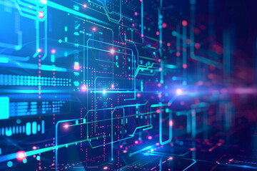 Fototapeta premium Advanced digital systems are represented by the vibrant azure hues in this abstract networking vector.