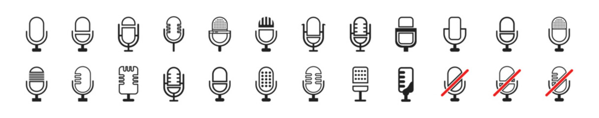 Microphone vector icon on transparent background