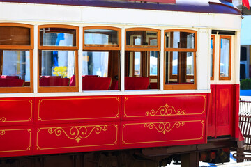 Lisbon, Portugal red tourist tram
