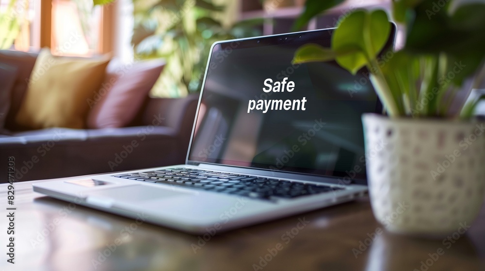 Poster a secure online payment concept featuring a digital lock icon and a credit card, symbolizing safe an