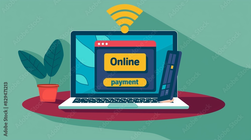 Poster a secure online payment concept featuring a digital lock icon and a credit card, symbolizing safe an