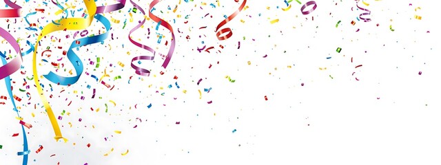 abstract banner for congratulations, a burst of colorful confetti and streamers, bright and lively with a festive atmosphere, joyful and celebratory mood, digital illustration
