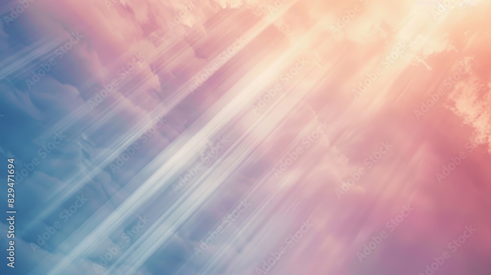 Poster a clean, abstract background with warm light rays softly illuminating a pastel gradient, creating a 