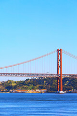 Lisbon, Portugal River Tagus and bridge