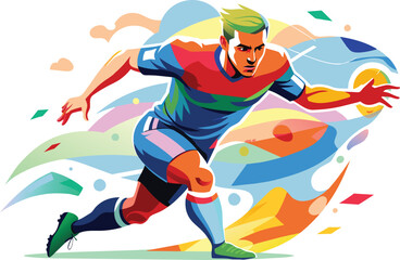 Soccer player, flat illustration, vector illustration.