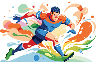 Soccer player, flat illustration, vector illustration.