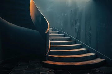 A winding staircase disappearing into darkness, representing the unknown challenges that leaders...