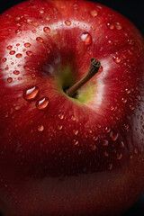 Close-up of a fresh red apple fruit, Generative AI