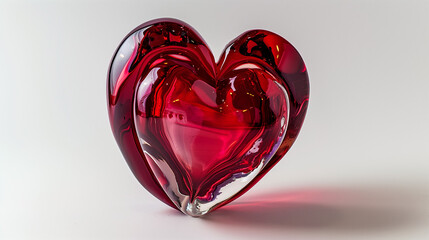 A heart-shaped glass, delicate and transparent, symbolizing love and affection, set against a soft background, evoking a sense of warmth and intimacy.