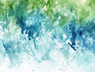 Abstract watercolor background with blue and green shades.