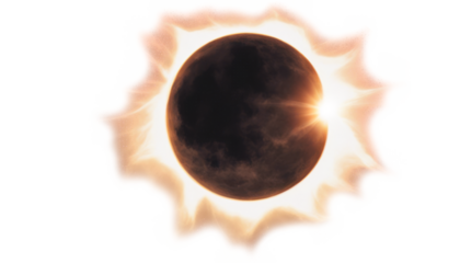 Captivating solar eclipse with the moon blocking the sun isolate on transparent background, visual effect, cutout, png