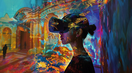 Fototapeta premium The Future of Digital Art: AI-Generated Artworks Showcased in Virtual Galleries and Augmented Reality Installations